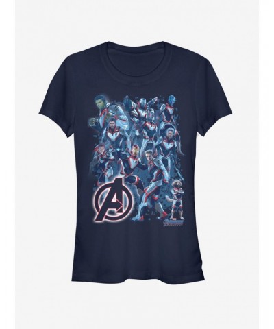 Marvel Avengers: Endgame Suit Group Girls Navy Blue T-Shirt $8.22 T-Shirts