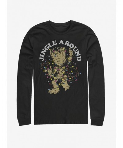 Marvel Guardins Of The Galaxy Jingle Groot Long-Sleeve T-Shirt $12.17 T-Shirts