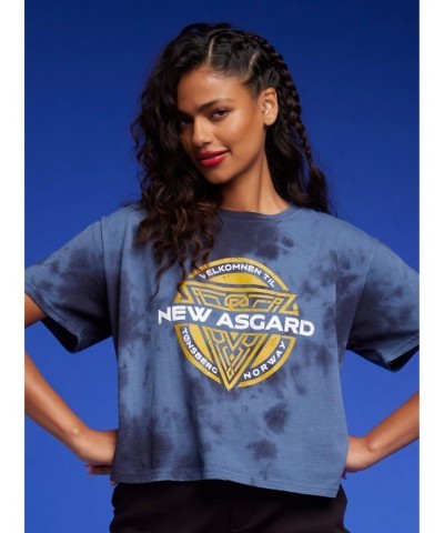 Her Universe Marvel Thor: Love And Thunder New Asgard Blue Wash Girls Crop T-Shirt $4.37 T-Shirts