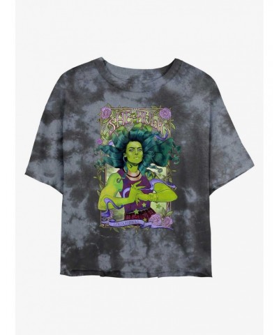 Marvel Hulk She-Hulk Nouveau Tie-Dye Girls Crop T-Shirt $10.69 T-Shirts