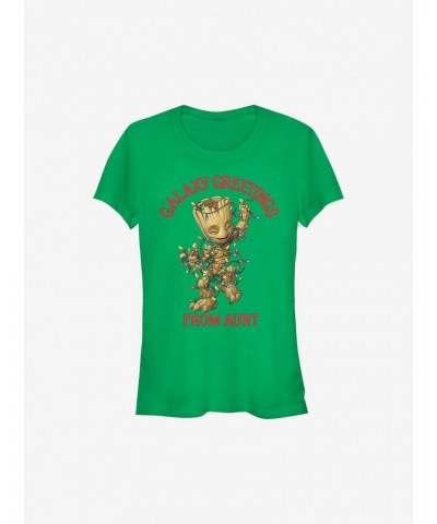 Marvel Guardians Of The Galaxy Christmas Groot Greetings From Aunt Girls T-Shirt $12.20 T-Shirts