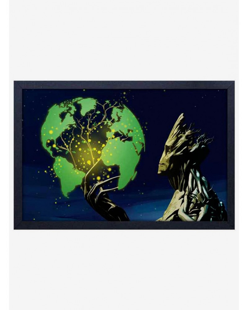 Marvel Guardians Of The Galaxy Groot Earth Framed Wood Wall Art $12.20 Merchandises
