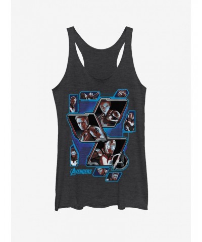 Marvel Avengers: Endgame Avengers Panel Shot Girls Black Heathered Tank Top $12.17 Tops