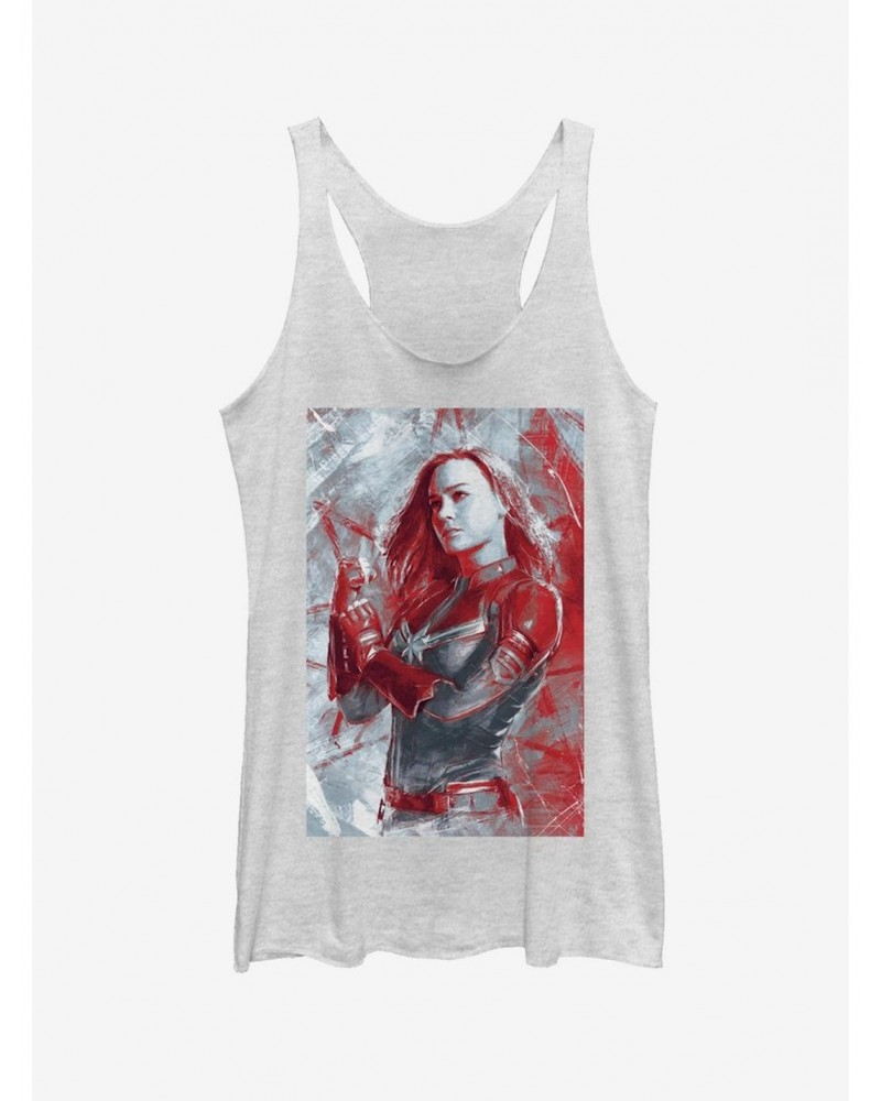 Marvel Avengers: Endgame Captain Marvel Red Girls White Heathered Tank Top $8.81 Tops