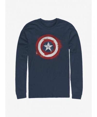 Marvel Captain America Spray Logo Long-Sleeve T-Shirt $12.17 T-Shirts