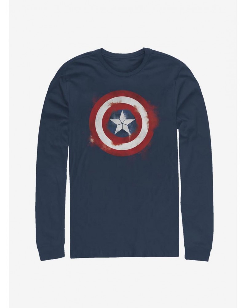 Marvel Captain America Spray Logo Long-Sleeve T-Shirt $12.17 T-Shirts