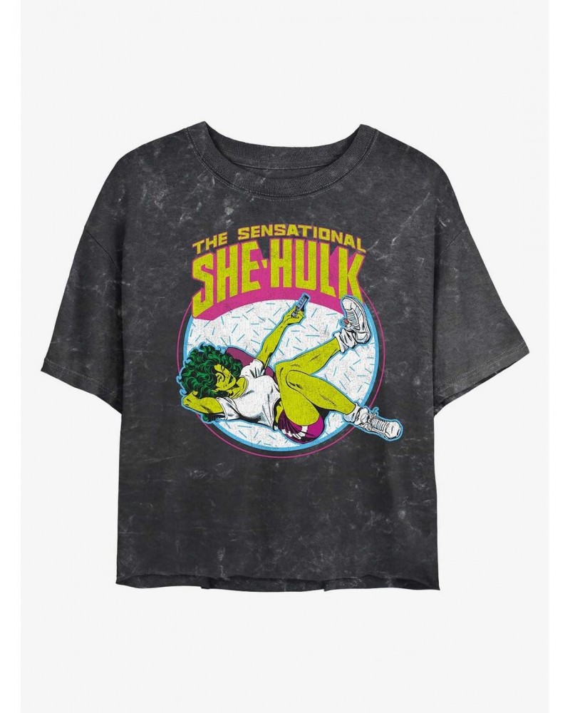 Marvel Hulk Sensational She-Hulk Mineral Wash Crop Girls T-Shirt $10.98 T-Shirts