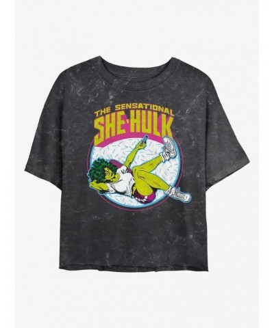 Marvel Hulk Sensational She-Hulk Mineral Wash Crop Girls T-Shirt $10.98 T-Shirts