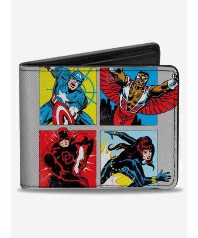 Marvel Avengers Retro Marvel Comics Superhero Pose Blocks And Title Logo Bifold Wallet $6.69 Wallets