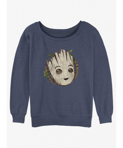 Marvel Guardians of the Galaxy Groot Wooden Badge Girls Slouchy Sweatshirt $13.65 Sweatshirts