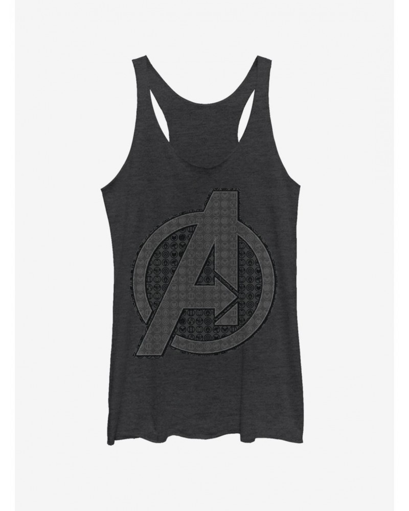 Marvel Avengers: Endgame Grayscale Logo Girls Black Heathered Tank Top $9.07 Tops