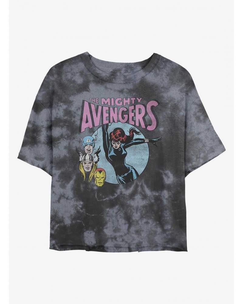 Marvel Avengers Mighty Heroes Tie-Dye Girls Crop T-Shirt $11.27 T-Shirts