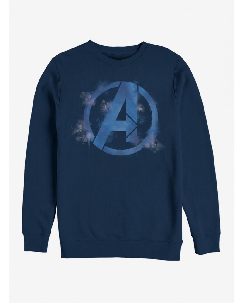 Marvel Avengers: Endgame Avengers Spray Logo Navy Blue Sweatshirt $13.65 Sweatshirts
