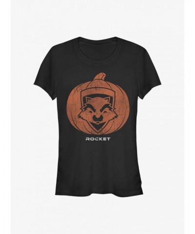 Marvel Guardians Of The Galaxy Rocket Pumpkin Girls T-Shirt $11.45 T-Shirts