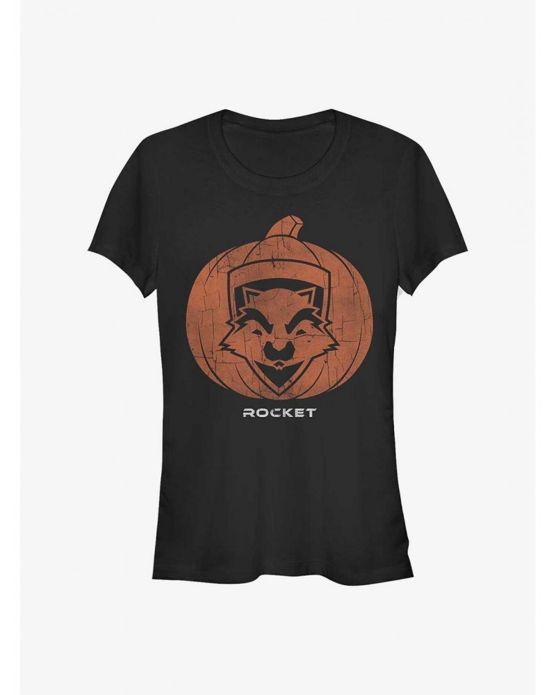 Marvel Guardians Of The Galaxy Rocket Pumpkin Girls T-Shirt $11.45 T-Shirts