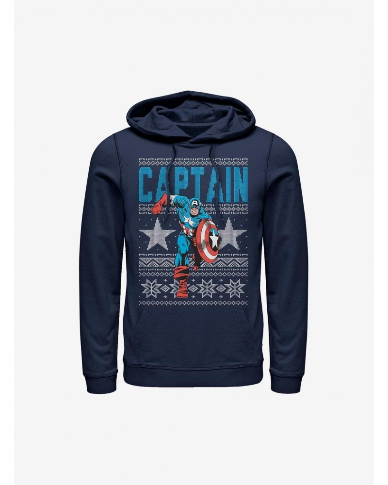 Marvel Captain America Ugly Holiday Sweater Hoodie $21.55 Hoodies