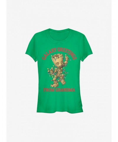 Marvel Guardians Of The Galaxy Christmas Groot Greetings From Grandma Girls T-Shirt $10.96 T-Shirts