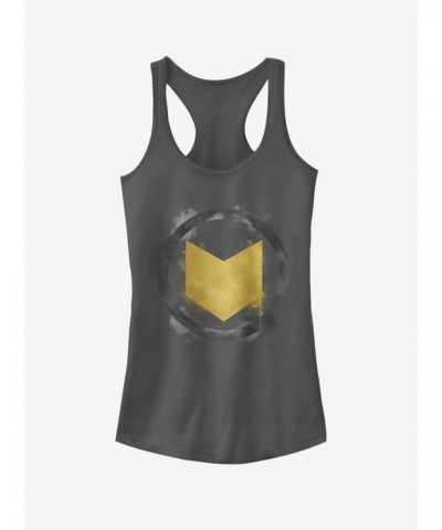 Marvel Avengers: Endgame Hawkeye Spray Logo Girls Charcoal Grey Tank Top $8.96 Tops