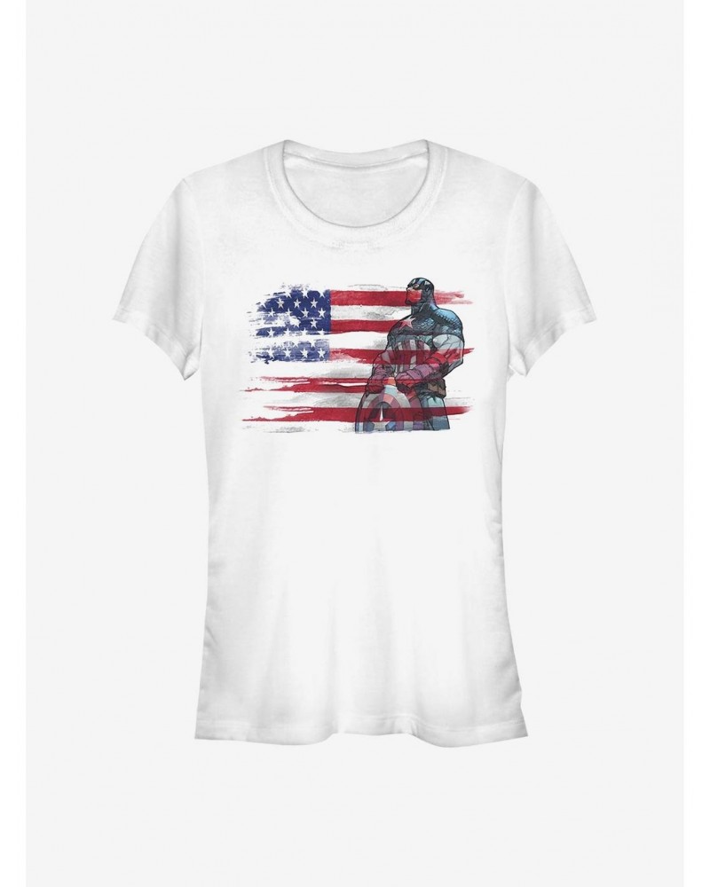 Marvel Captain America Capt Ink Flag Girls T-Shirt $7.72 T-Shirts