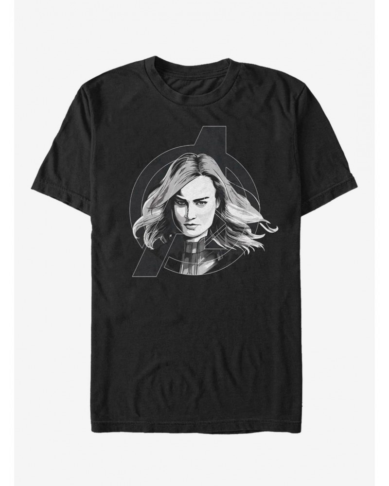 Marvel Avengers: Endgame Captain Marvel Black And White T-Shirt $9.80 T-Shirts