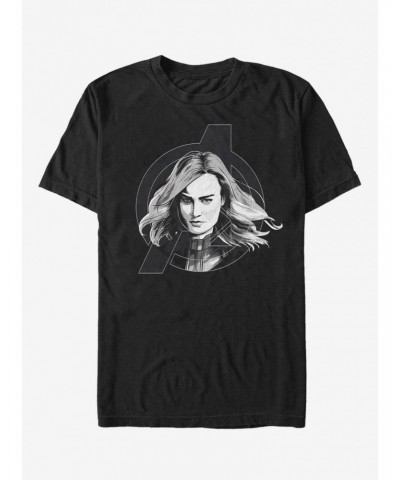 Marvel Avengers: Endgame Captain Marvel Black And White T-Shirt $9.80 T-Shirts