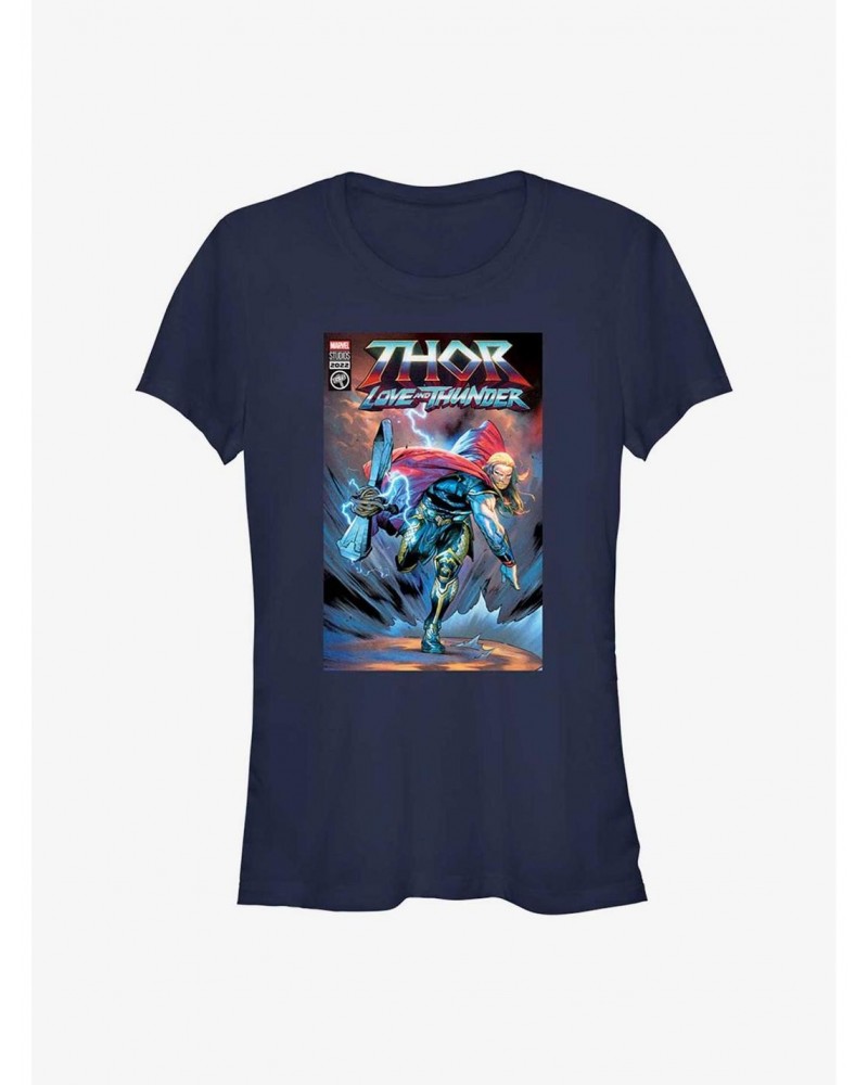 Marvel Thor: Love and Thunder Hammer Throw Comic Cover Girls T-Shirt $8.22 T-Shirts