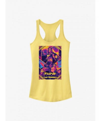 Marvel Thor: Love and Thunder Neon Poster Girls Tank $10.71 Tanks