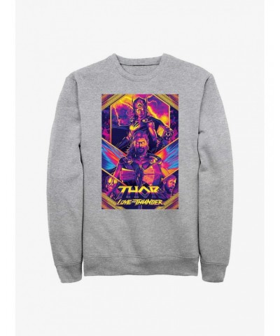 Marvel Thor: Love And Thunder Neon Poster Sweatshirt $16.97 Sweatshirts