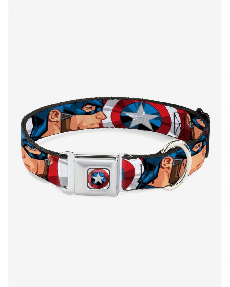 Marvel Captain America Face Turns Shield Close Up Dog Collar Seatbelt Buckle $9.62 Buckles