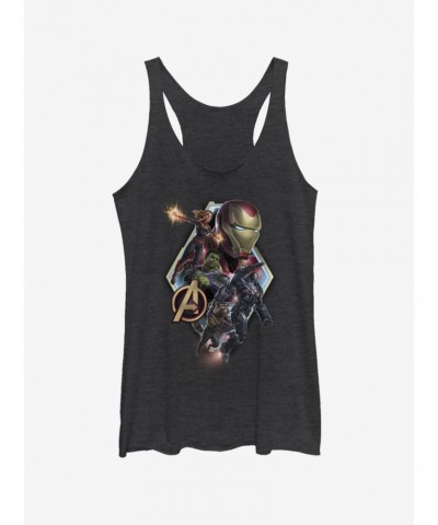 Marvel Avengers: Endgame Diamond Shot Girls Black Heathered Tank Top $12.95 Tops