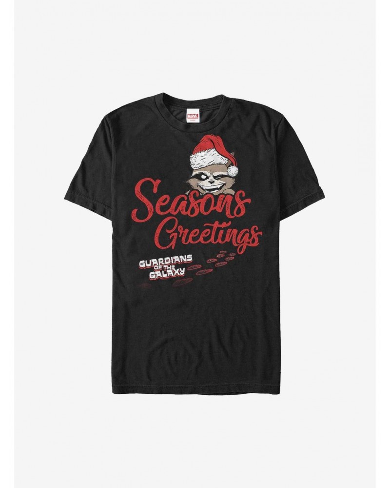 Marvel Guardians Of The Galaxy Hidden Rocket Seasons Greetings Holiday T-Shirt $11.71 T-Shirts