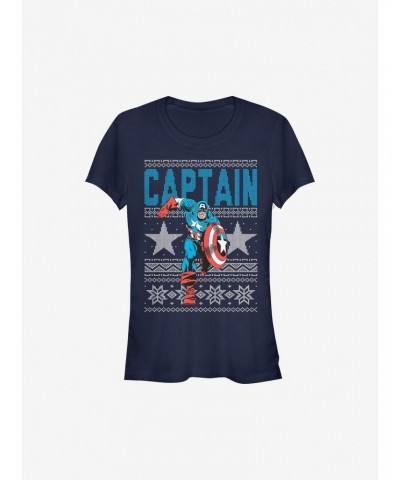 Marvel Captain America Ugly Christmas Sweater Girls T-Shirt $7.97 T-Shirts