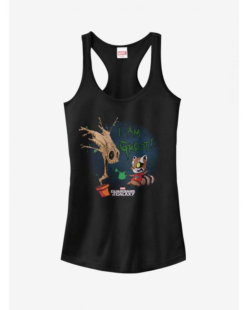 Marvel Guardians of Galaxy I Am Groot Rocket Cartoon Girls Tank $9.96 Tanks