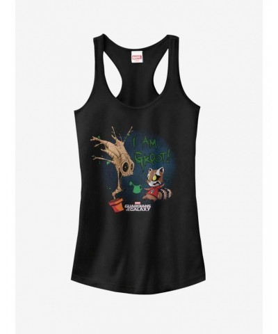 Marvel Guardians of Galaxy I Am Groot Rocket Cartoon Girls Tank $9.96 Tanks