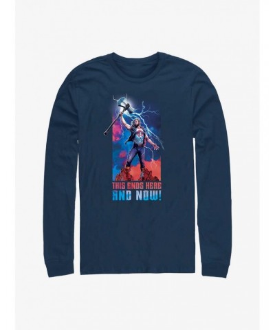 Marvel Thor: Love and Thunder Ends Here and Now Long-Sleeve T-Shirt $16.45 T-Shirts