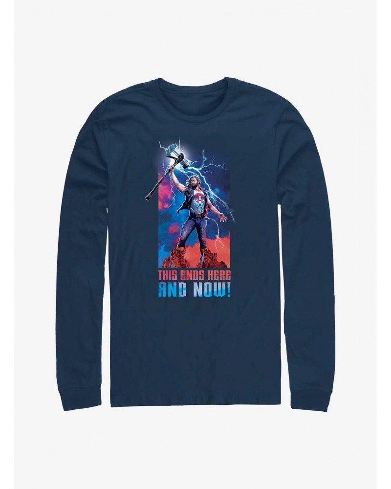 Marvel Thor: Love and Thunder Ends Here and Now Long-Sleeve T-Shirt $16.45 T-Shirts