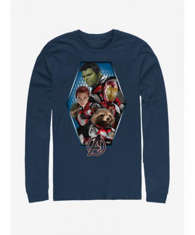 Marvel Avengers: Endgame Hexagon Avenged Navy Blue Long-Sleeve T-Shirt $13.82 T-Shirts