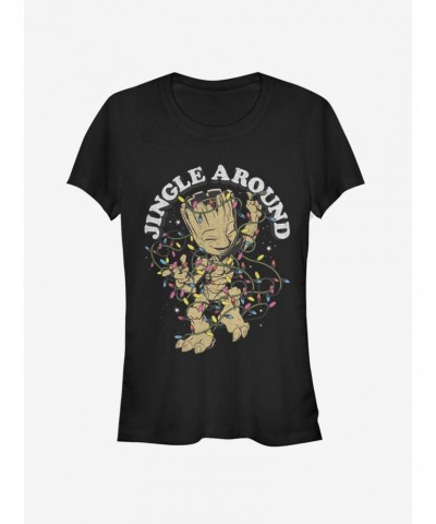 Marvel Guardins Of The Galaxy Jingle Groot Girls T-Shirt $10.21 T-Shirts