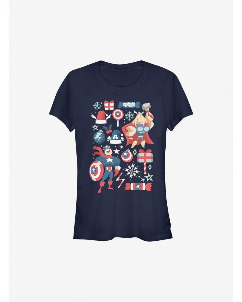 Marvel Avengers Holiday Mashup Holiday Girls T-Shirt $9.71 T-Shirts