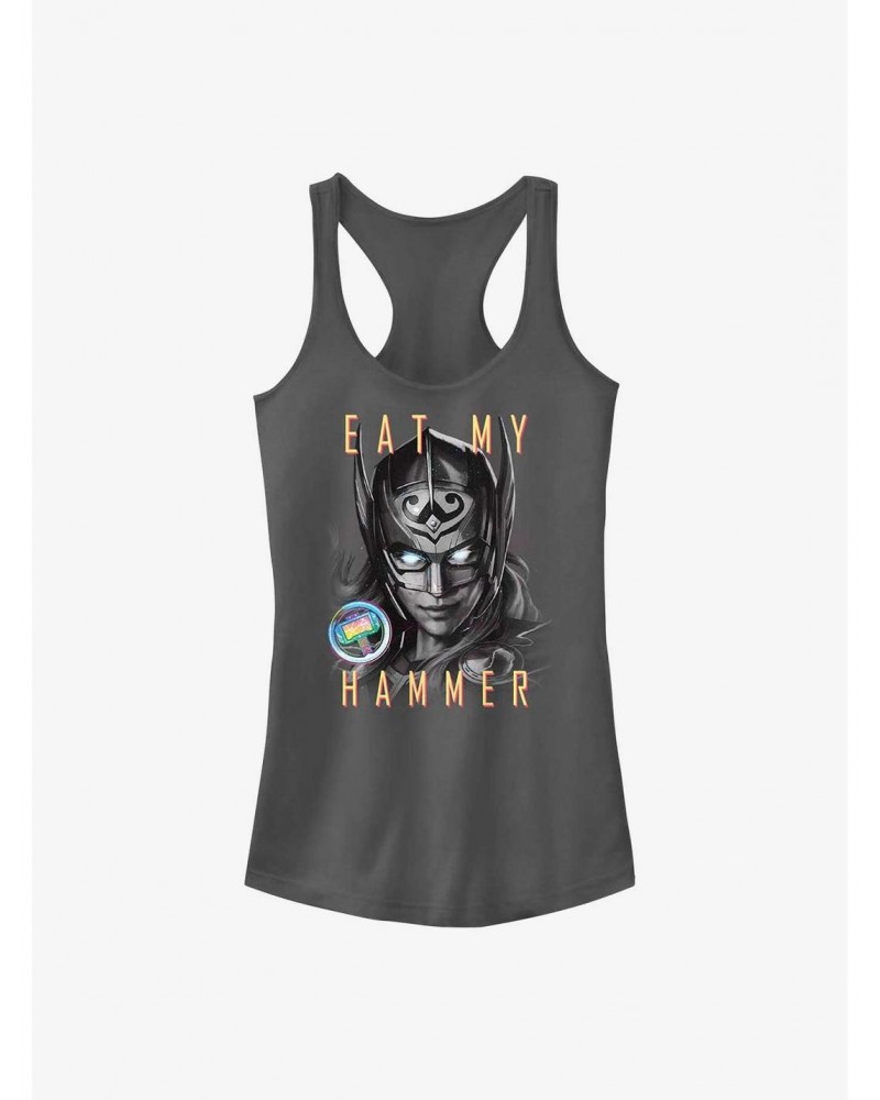 Marvel Thor: Love and Thunder Eat My Hammer Dr. Jane Foster Portrait Girls Tank $7.72 Tanks