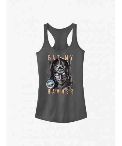 Marvel Thor: Love and Thunder Eat My Hammer Dr. Jane Foster Portrait Girls Tank $7.72 Tanks