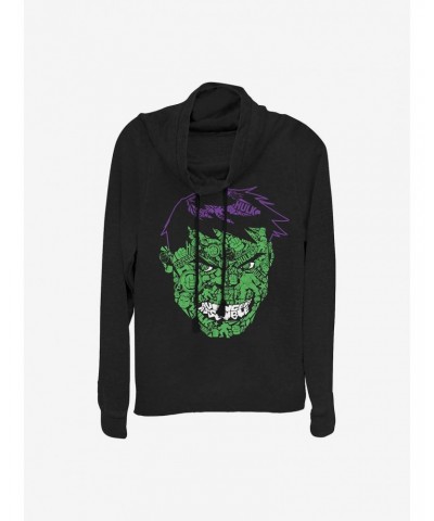 Marvel The Hulk Face Icons Cowlneck Long-Sleeve Girls Top $18.41 Tops