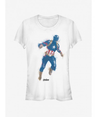 Marvel Avengers: Endgame Captain America Paint Girls White T-Shirt $8.96 T-Shirts