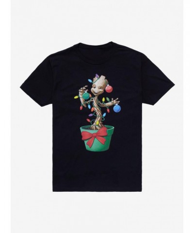 Marvel Guardians Of The Galaxy Groot Holiday Lights T-Shirt $10.28 T-Shirts
