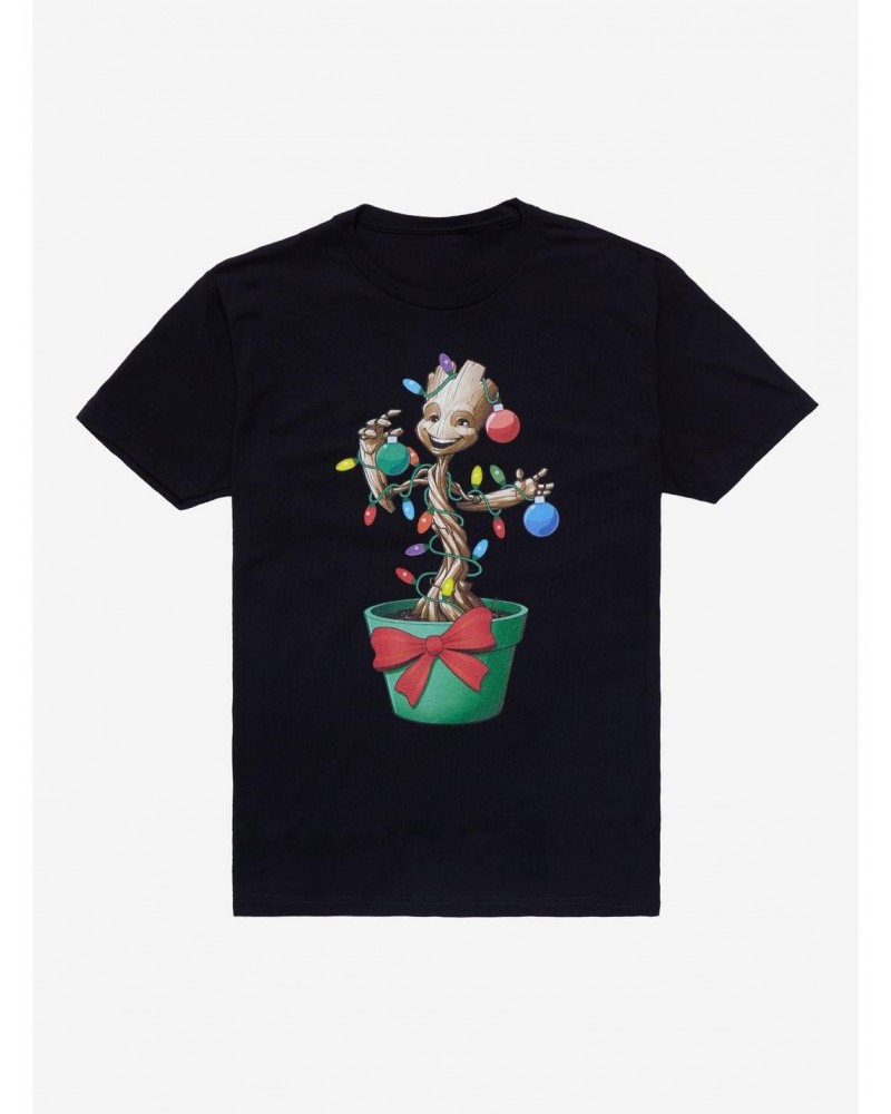 Marvel Guardians Of The Galaxy Groot Holiday Lights T-Shirt $10.28 T-Shirts