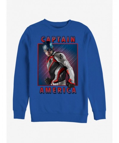 Marvel Avengers: Endgame Captain America Armor Solo Box Royal Blue Sweatshirt $16.24 Sweatshirts