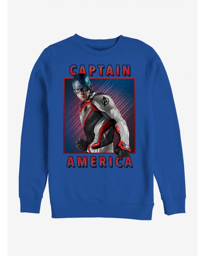 Marvel Avengers: Endgame Captain America Armor Solo Box Royal Blue Sweatshirt $16.24 Sweatshirts