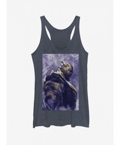 Marvel Avengers: Endgame Thanos Painted Girls Navy Heathered Tank Top $12.69 Tops