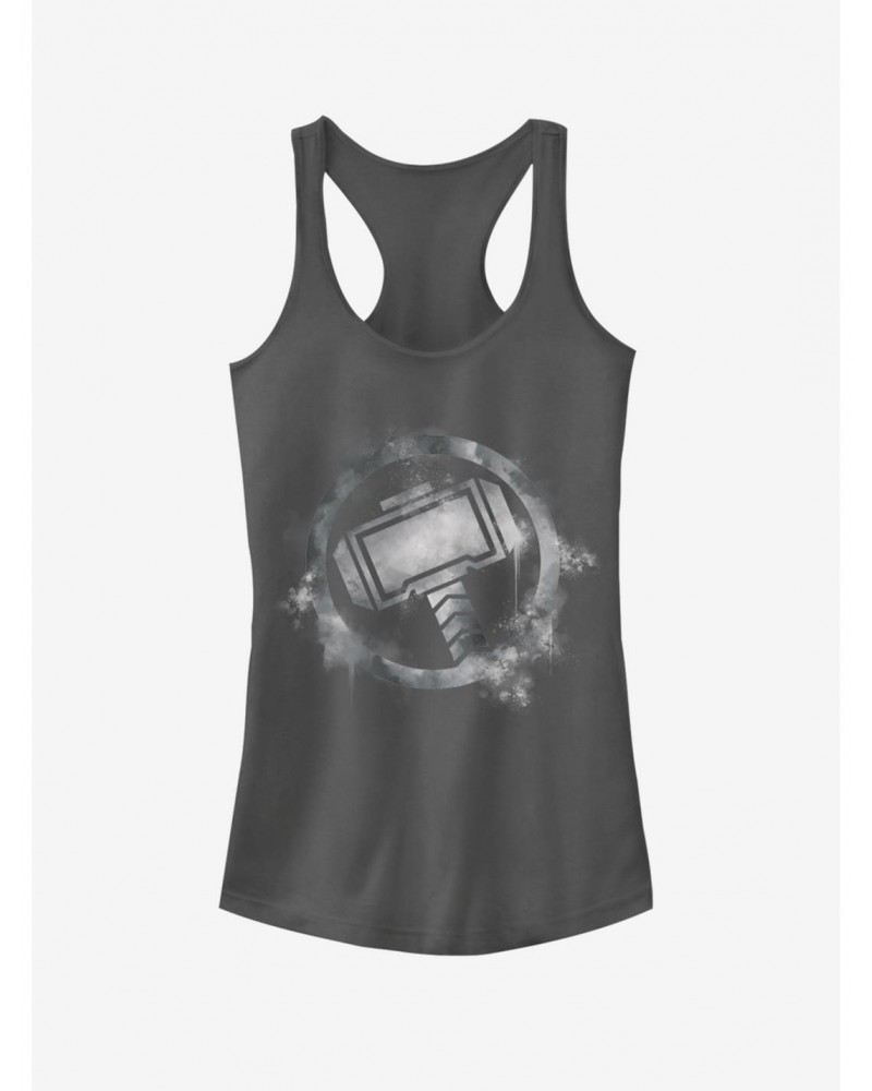 Marvel Avengers: Endgame Thor Spray Logo Girls Charcoal Grey Tank Top $12.45 Tops