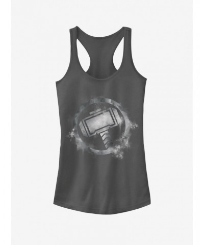 Marvel Avengers: Endgame Thor Spray Logo Girls Charcoal Grey Tank Top $12.45 Tops